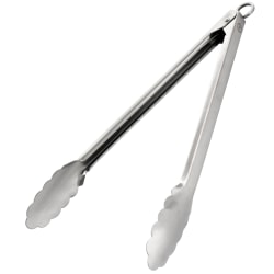 Martha Stewart Stainless Steel Easy-Lock Extra Long Kitchen Tongs, Silver