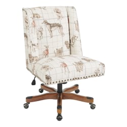 Linon Cooper Mid-Back Home Office Chair, Walnut/Stone Dog