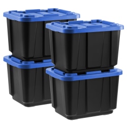IRIS Plastic Storage Bins with Lids, 12-Gallon, Black, Total Qty 4