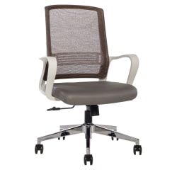Sinfonia Song Ergonomic Mesh/Fabric Mid-Back Task Chair With Antimicrobial Protection, Loop Arms, Copper/Gray/White