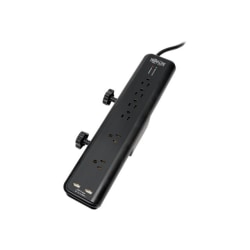 Tripp Lite Surge Protector Power Strip Desk Mount 120V USB 6 Outlet 6' Cord - Surge protector - 15 A - AC 120 V - output connectors: 6 - black