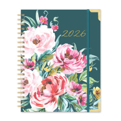 2026 Orange Circle Studio Deluxe Extra-Large Weekly/Monthly Spiral Planner, 11-3/16" x 9-3/16", Bella Flora, January To December, 26432