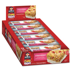 Quaker® Chewy® Yogurt Granola Bars, Strawberry, 1.23 Oz, Box Of 12 Bars