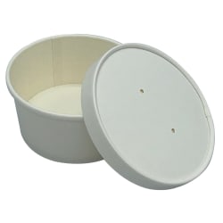 Empress Paper Food/Soup Containers With Lids, 8 Oz, White, Case Of 250 Containers