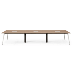 Branch Furniture 144"W 6-Person Computer Desk, Walnut Top/White Leg