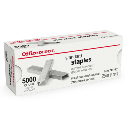 Office Depot® Brand Staples, 1/4" Standard, Full Strip, Box Of 5,000, 2661