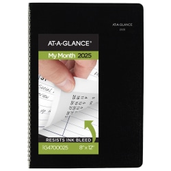 2025 AT-A-GLANCE® DayMinder Monthly Planner, 8" x 12", Black, January To December