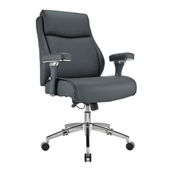 Realspace® Modern Comfort Keera Bonded Leather Mid-Back Manager's Chair, Gray/Chrome, BIFMA Compliant