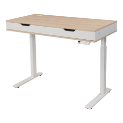 Realspace® Smart Electric 48"W Height-Adjustable Standing Desk, White/Natural