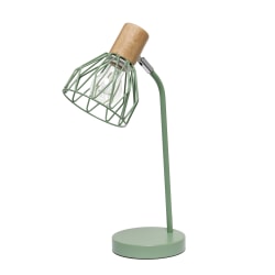 Simple Designs Industrial Farmhouse Fusion Adjustable Cage Wire Office Accent Desk Lamp, 18-1/4"H, Green