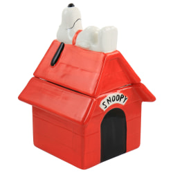 Gibson Peanuts Classic Snoopy Dog House Durastone Cookie Jar, 10-7/16"H x 8"W x 7-15/16"D, Red