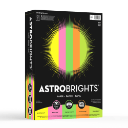 Astrobrights® Colored Multi-Use Print & Copy Paper, Letter Size (8 1/2" x 11"), 24 Lb, Neon Assortment, Ream Of 500 Sheets