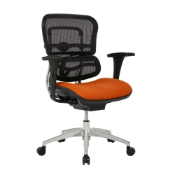 WorkPro® 12000 Series Ergonomic Mesh/Premium Fabric Mid-Back Chair, Black/Tangerine, BIFMA Compliant