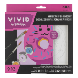 Vivid by Brea Reese® Mini Paint-by-Number Acrylic Kit, Kawaii Cat Donut