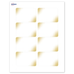 Avery® Printable Adhesive Name Badges With Preprinted Designs, Rectangle, S00-EW9, 2-1/3" x 3-3/8", Matte White With Gold Blush Design, Pack Of 80