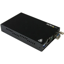 StarTech.com Gigabit Ethernet Copper-to-Fiber Media Converter - SM LC - 10 km - Ethernet Media Converter - GbE Converter - 1 x Network (RJ-45) - 1 x LC Ports - DuplexLC Port - Single-mode - Gigabit Ethernet - 1000Base-T, 1000Base-LX - Rack-mountable