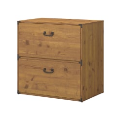 Kathy Ireland Home by Bush Business Furniture Ironworks 30"W x 20"D Lateral 2-Drawer File Cabinet, Vintage Golden Pine, Standard Delivery