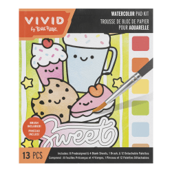 Vivid by Brea Reese® Kawaii Food Watercolor Painting Pad Kit, Kit Of 13 Pieces