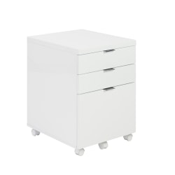 Eurostyle Gilbert 20"D Vertical 3-Drawer Rolling File Cabinet, White