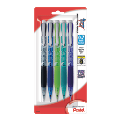 Pentel® Razzle Dazzle™ Icy™ Mechanical Pencil, 0.7mm, Assorted Barrel Colors, Pack Of 5