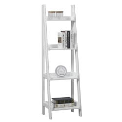 Realspace® 60"H 4-Shelf Narrow Ladder Bookcase, White