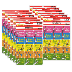 Eureka Success Stickers, Cat in the Hat Reading, 120 Stickers Per Pack, Set Of 12 Packs