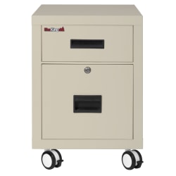 FireKing 18"W Vertical 2-Drawer Mobile Locking Fireproof File Cabinet, Metal, Parchment, Dock-to-Dock Delivery