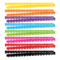Barker Creek Happy Double-Sided Scalloped Borders, 2-1/4" x 36", 13 Strips Per Pack, Set Of 8 Packs
