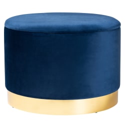 Baxton Studio Glam And Luxe Velvet Upholstered Storage Ottoman, Navy Blue/Gold