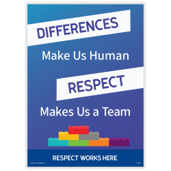 ComplyRight™ Respect Works Here Diversity Poster, Differences Make Us Human Repect Makes Us A Team, English, 10" x 14"