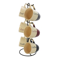 Elama Stoneware Mugs, Coffee House, 12 Oz., Assorted Colors, Set Of 6 Mugs