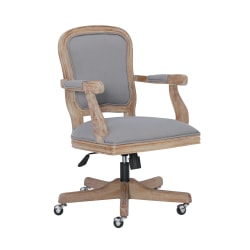 Linon Gail Fabric Mid-Back Home Office Chair, Light Gray/Rustic Brown