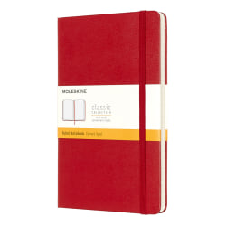 Moleskine Classic Hard Cover Notebook, 5" x 8-1/4", Ruled, 240 Pages, Red