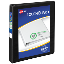 Avery TouchGuard® Protection View 3 Ring Binder, 1" Slant Rings, Black With Clear View Cover, 1 Binder