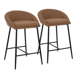 LumiSource Matisse Fixed-Height Counter Stools, Camel, Set Of 2 Stools