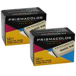Prismacolor Premier Magic Rub Erasers, 1" x 1/2", Tan, Pack Of 12 Erasers, Set Of 2 Packs