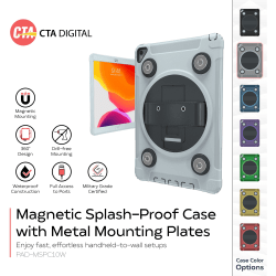 CTA Digital: Magnetic Splash-Proof Case with Metal Mounting Plates for iPad 7th & 8th Gen 10.2?, iPad Air 3 & iPad Pro 10.5?, White - Impact Resistant, Water Resistant, Splash Proof - Silicone Body