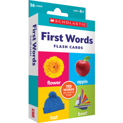 Scholastic First Words Flash Cards, 6-1/4"H x 3-5/16"W, Pre-K, Pack Of 56 Cards