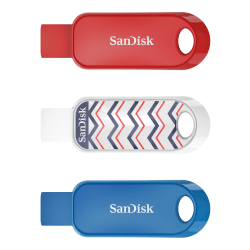 Sandisk Cruzer Snap USB Flash Drive, 16GB, Multicolor, Pack Of 3