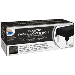 Amscan Boxed Plastic Table Roll, Jet Black, 54" x 126’