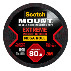 Scotch® Heavy-Duty Interior/Exterior Double-Sided Mounting Tape, 1" x 400"