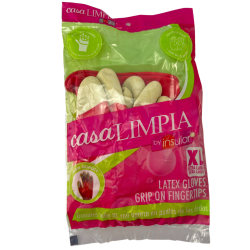 Casa Limpia Anti-Slip High-Quality Latex Gloves, XL, Pink/White, 1 Pair Per Pack