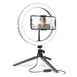 Bower LED Phone Ring Light Tabletop Stand For Smartphones, 10", Black