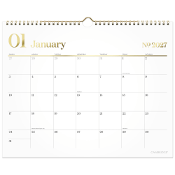 Mead Cambridge® WorkStyle® 2027 Monthly Wall Calendar, White, Medium, 15" x 12"