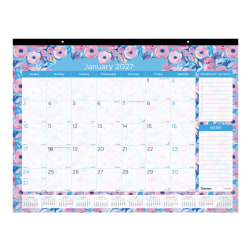 2027 Blueline® Colorful Monthly Desk Pad Calendar, 22" x 17", Floral, January To December, C194128, Total Qty 1