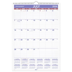2024-2025 AT-A-GLANCE® Monthly Academic Wall Calendar, 12" x 17", July 2024 To June 2025, PMA228