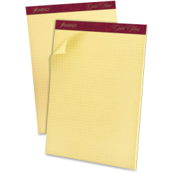 Ampad® Mediumweight Quadrille Pad, 8 1/2" x 11", Quadrille Ruled, 50 Sheets, Canary Yellow