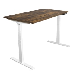 Mount-It! Ultimate Dual Motor Electric 55"W Adjustable Height Standing Desk, Oak