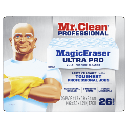 Mr. Clean Professional Magic Eraser Ultra Pro Multi-Purpose Cleaner, 1-7/16" x 4-3/4", Box Of 26 Sponges