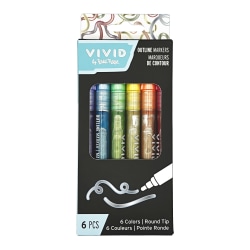 Vivid by Brea Reese® Outline Markers, Bullet Point, Assorted Colors, Pack Of 6 Markers